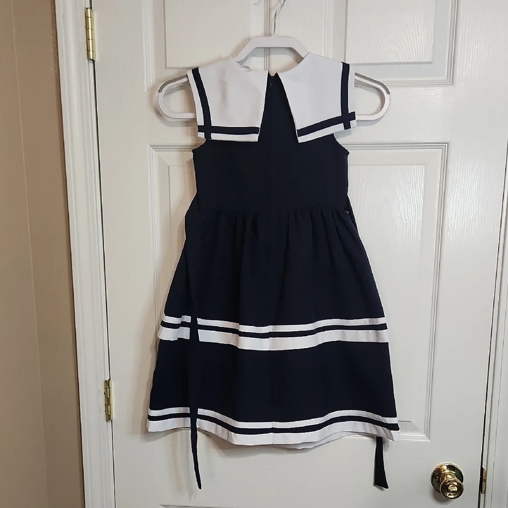 Bonnie Jean Blue Sleeveless Sundress with Sailor Collar - Picture 3 of 8